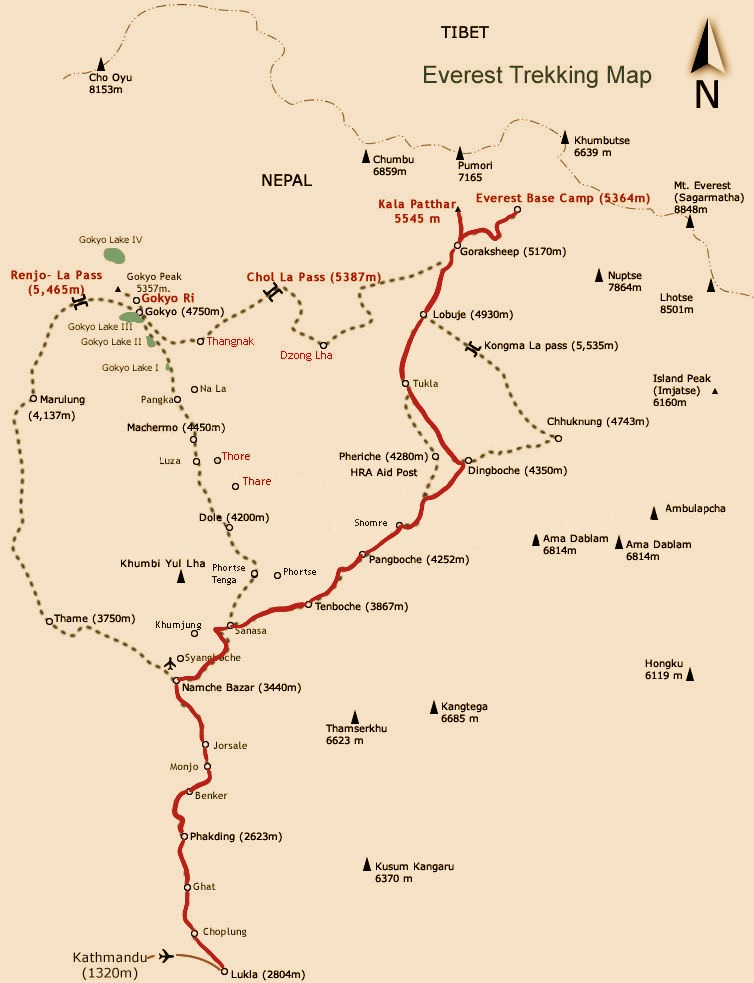 Everest base camp trek map