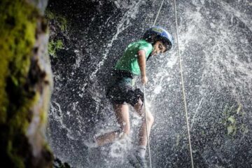 Waterfall rappelling